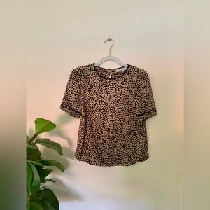 Loft Cheetah Silk Blouse Size XXSP Petite